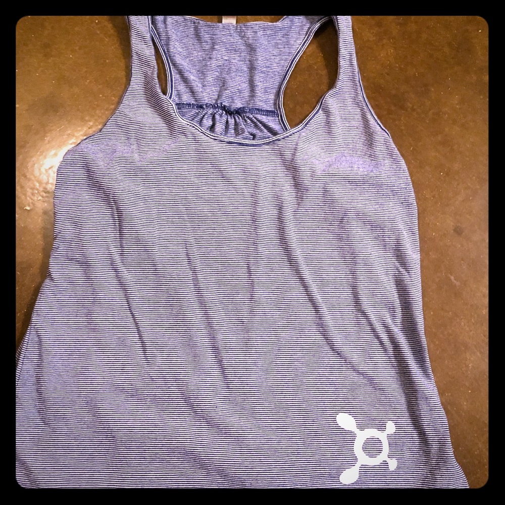 Orange theory blue and white striped tank. Med